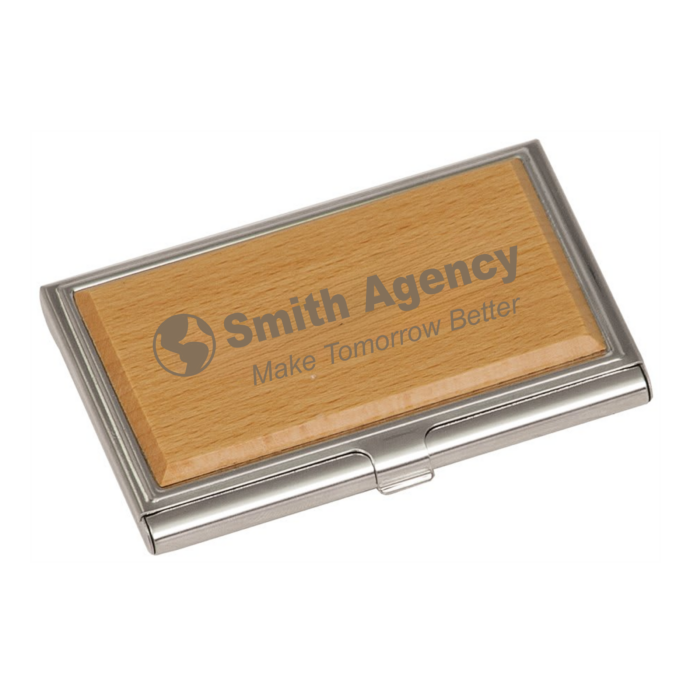 Globe Life Wooden Business Card Holder - Image 2