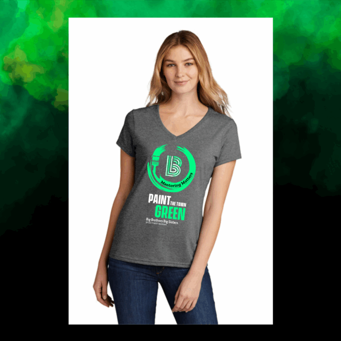 Paint The Town Green Ladies' V-Neck Tee - Image 3